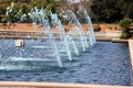 Lake with fountains and aquatic birds, Heritage Park, Synnyvale, California