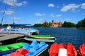 Lake Galve, near Vilnius, Lithuania, with Trakai Castle and its island, in the background Royalty Free Stock Photo