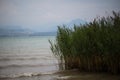 Lake Garda in the background the mountains of Peschiera Royalty Free Stock Photo