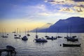 Lake Garda Harbour at sunset with boats