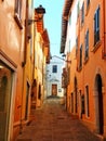 Lake garda italy italian side street traditional white church Royalty Free Stock Photo