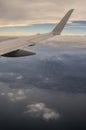 Lake Garda Italy at sunset view from airplane porthole Royalty Free Stock Photo