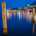 Lake Garda, Town of Limone sul Garda (Lombardy, Italy) at blue hour Royalty Free Stock Photo