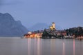 Lake Garda and Town of Malcesine in the Evening, Italy Royalty Free Stock Photo