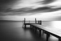 Lake Gardasee in Northern Italy, black and white shot Royalty Free Stock Photo