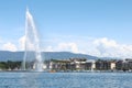 Lake Geneva and Jet d`Eau, Geneva, Switzerland Royalty Free Stock Photo