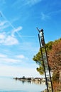 Lake Geneva, Montreaux, Switzerland and statue on ladder