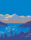 Lake Geneva on North Side of Swiss Alps Switzerland WPA Art Deco Poster