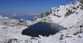 Lake Gosainkunda on a spring day after new snowfall Royalty Free Stock Photo