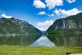 Lake in the Hallstatt mountains in summer on a sunny day