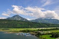 Lake harbour under Stanserhorn peak, Switzerland Royalty Free Stock Photo