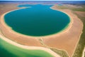 The Lake Hart Area has an aerial view of a salt lake. Royalty Free Stock Photo