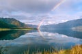 Lake Hawea, with a rainbow, South Island, New Zealand Royalty Free Stock Photo