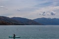 Lake Hawea and the Southern Alps, in Wanaka, Otago, South Island, New Zealand Royalty Free Stock Photo