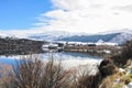 Lake Hayes with snow mountain reflections Royalty Free Stock Photo