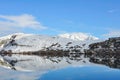 Lake Hayes with snow mountain reflections Royalty Free Stock Photo