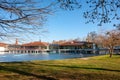 Lake Heviz Spa from its park in Hungary. Lake Heviz is the 2nd l