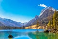 Lake Hintersee next to Ramsau, Bavaria, Germany, in a sunny day in winter