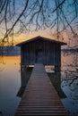 Lake Houses at Lake Kochel in the Bavarian Alps, Germany