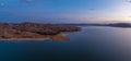 Lake Hume coastline at twilight. Royalty Free Stock Photo