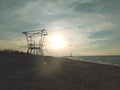 Lake Huron beach during winter sunset in Grand Bend Ontario Canada Royalty Free Stock Photo