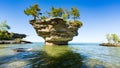 Lake Huron`s Turnip Rock, near Port Austin Michigan Royalty Free Stock Photo