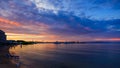 Lake Huron in sun set from Mackinaw city Royalty Free Stock Photo