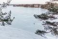 Frozen lake in Finland during spring