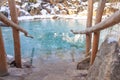 Lake with ice water in winter for cooling after sauna Royalty Free Stock Photo