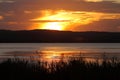 Coastal landscape by golden sunset atmospheric mood Royalty Free Stock Photo