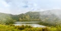 Lake inside Bisoke volcano crater, Virunga volcano national park