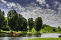 Lake inside Olympiapark in Munich, Germany