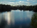 Lake inside yuri gagarin park at chelyabinsk russia