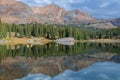 Beautiful Autumn Color in the Colorado Rocky Mountains. Ruby Peak and Mt. Owen with Lake Irwin, near Crested Butte, Colorado