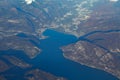 Lake Iseo and Alps view from the plane window