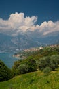 Lake Iseo, fishermen village Siviano on Monte Isola, Italy. Royalty Free Stock Photo