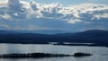 Lake and islands view from Galtis mountain near Arjeplog in Sweden