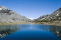 Lake Isoba, Leon. Spain. Mountain landscape with lake and snowy mountains