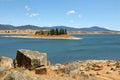 Lake Jindabyne, Australia with rocks in the foreground Royalty Free Stock Photo