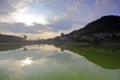 Lake of jiuxianshan mountain sunset, adobe rgb Royalty Free Stock Photo