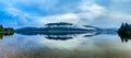 Lake Kaniere on a cloudy rainy misty day on New Zealand`s West Coast Royalty Free Stock Photo