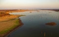 Lake Kariba in Zimbabwe, Africa. Landscape from the air, trees in the water, crocodiles and hippopotamus