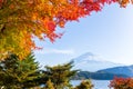 Lake Kawaguchi and Mount Fuji in Autumn Royalty Free Stock Photo