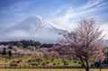 Lake kawaguchiko and Mount fuji morning mist sunrise light travel in japan Royalty Free Stock Photo