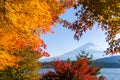 Lake kawaguchiko and Mt.Fuji in autumn season Royalty Free Stock Photo