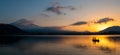 Lake Kawaguchiko at sunset with a magnificent view of Mount Fuji Royalty Free Stock Photo