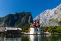 Lake Konigsee in Summer with St. Bartholomew church, Alps, Germany