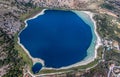 Lake Kournas. Drone photography contest. Island of Crete, Greece, near the village of Kournas Royalty Free Stock Photo