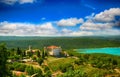 The lake Lac de Sainte-Croix Lake has clear cyan water Royalty Free Stock Photo