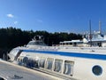 The ship Meteor on open water. Details and close-up of the Meteor interior. Royalty Free Stock Photo